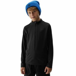Chlapecká lyžařská mikina s 1/2 zipem 4F JUNIOR-BRUSHED UNDERWEAR-JAW23UBRUM045-20S-DEEP BLACK obraz
