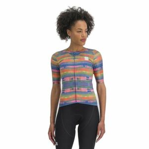 Dámský cyklistický dres s krátkým rukávem SPORTFUL-Glitch w bomber jersey, multicolor papaya obraz