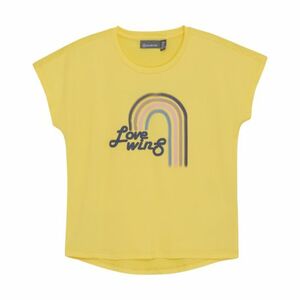 Dívčí tričko s krátkým rukávem COLOR KIDS-Long T-shirt W. Print -S/S-3557-Banana Cream obraz