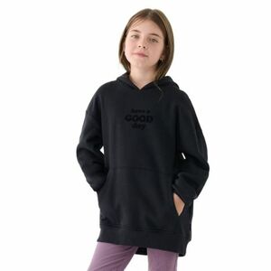 Dívčí mikina s kapucí 4F JUNIOR-SWEATSHIRT-JWAW24TSWSF1218-20S-DEEP BLACK obraz