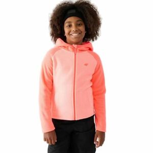 Dívčí flísová mikina se zipem 4F JUNIOR-FLEECE-JWAW24TFLEF208-64N-SALMON CORAL NEON obraz