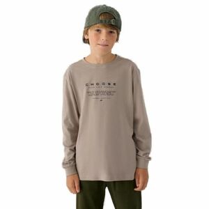 Chlapecké tričko s dlouhým rukávem 4F JUNIOR-LONGSLEEVE-JWAW24TLONM294-26S-WARM LIGHT GREY obraz