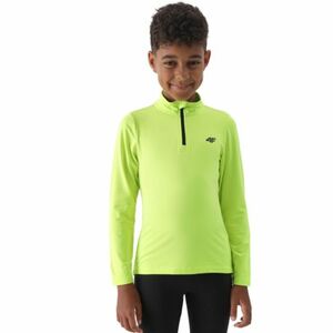 Chlapecká zateplená lyžařská mikina s 1/2 zipem 4F JUNIOR-BRUSHED UNDERWEAR-JWAW24UBRUM064-45S-CANARY GREEN obraz