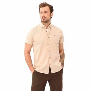 Pánská košile s krátkým rukávem VOLCANO-LIN-102-BEIGE obraz