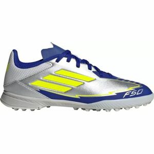 Chlapecké fotbalové kopačky turfy ADIDAS-F50 League Messi Jr TF silver metallic/solar yellow/lucid blue obraz