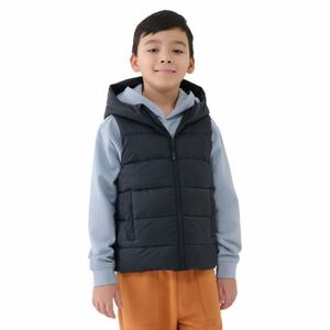 Chlapecká vesta s kapucí 4F JUNIOR-VEST JACKET-JWSS25TVJAM169-20S-BLACK obraz