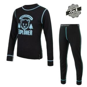 Sensor Double Face Set Wild dětský triko dl.rukáv + spodky černá - 90 obraz