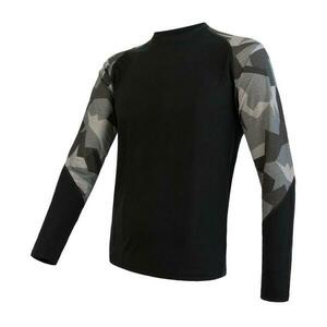 Sensor Merino Impress Pánské Triko Dl.rukáv Černá/camo - XL obraz
