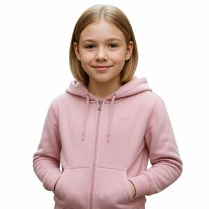 Dívčí zateplená mikina se zipem 4F JUNIOR-SWEATSHIRT F1952-4FJWAW25TSWSF1952-56S-LIGHT PINK obraz