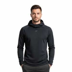 Pánská zateplená mikina s kapucí 4F-BRUSHED UNDERWEAR M100-WAW25UBRUM100-20S-DEEP BLACK obraz