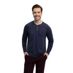 Pánské triko s dlouhým rukávem VOLCANO-L-CHARL-600M-NAVY MEL obraz