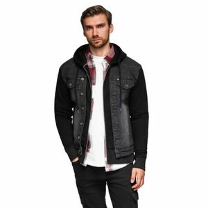 Pánská bunda s kapucí OMBRE-Jacket OM-JADJ-0220 V-3 black obraz