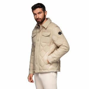 Pánská bunda s kapucí OMBRE-Jacket OM-JALP-0215 V-1 beige obraz