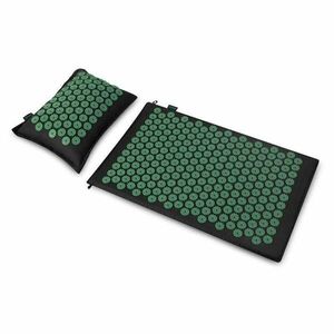 Spokey AKUMAT Akupresurní masážní podložka s polštářem, 66 x 42 cm, zelená obraz