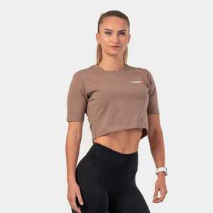 NEBBIA Dámské tričko Crop Top Minimalist Logo Brown obraz