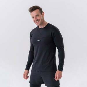 NEBBIA Pánské tričko Long-Sleeve Layer Up Black obraz