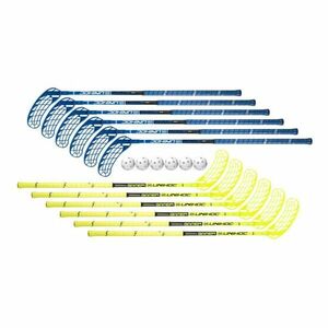 Unihoc sada Gamer (12 holí + 6 míčků) - 96 cm - modrá/žlutá - oboustr. obraz