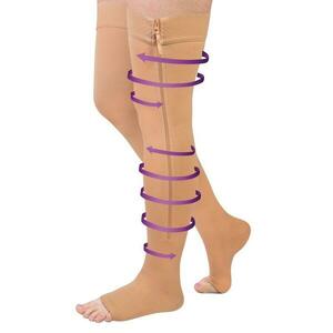 Wellife Kompresní stehenní punčochy FIT se zipem tělové - 2XL, tělová obraz