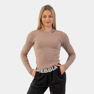 NEBBIA Dámské tričko Ribbed Long Sleeve Top Organic Cotton Brown obraz
