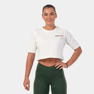 NEBBIA Dámské tričko Crop Top Minimalist Logo Cream obraz