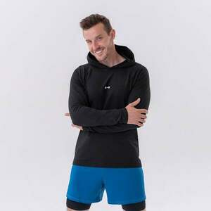 NEBBIA Pánské tričko Long-Sleeve Hoodie Black obraz