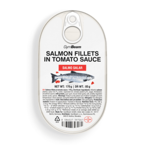 GymBeam Salmon fillets in tomato sauce obraz
