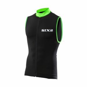 SIX2 Cyklistický dres bez rukávů - BIKE2 STRIPES - zelená/černá S obraz