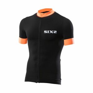 SIX2 Cyklistický dres s krátkým rukávem - BIKE3 STRIPES - oranžová/černá S obraz