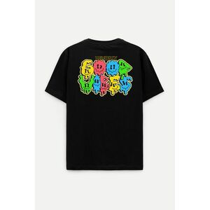 Oversized Tričko, Barva Černá, s Potiskem Trippy Vibez obraz