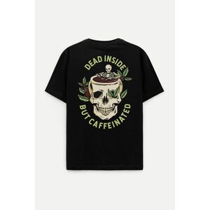 Oversized Tričko, Barva Černá, s Potiskem Caffeinated obraz