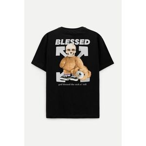 Oversized Tričko, Barva Černá, s Potiskem Blessed Teddy obraz