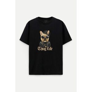 Oversized Tričko, Barva Černá, s Potiskem Thug Life obraz