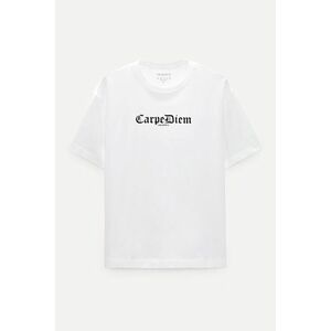 Oversized Tričko, Barva Bílá, s Potiskem Carpe Diem obraz