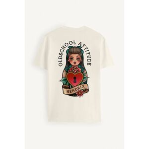 Tričko, Barva Ekru, s Potiskem Oldschool Beauty obraz