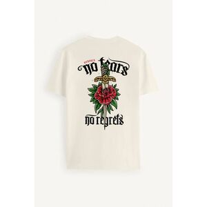 Tričko, Barva Ekru, s Potiskem No Regrets obraz