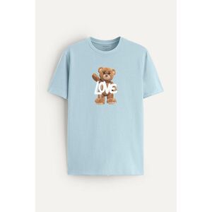 Tričko, Barva Blankytně Modrá, s Potiskem Lovepal Teddy obraz