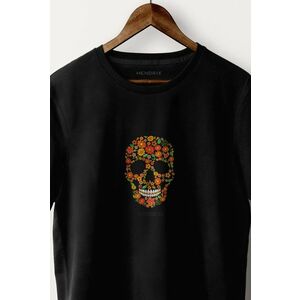 Tričko, Barva Černá, s Potiskem Floral Skull obraz