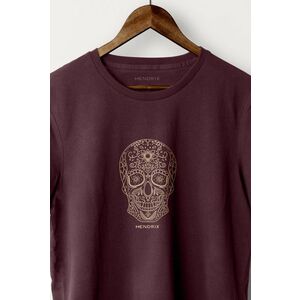 Tričko, Barva Bordó, s Potiskem Mandala Skull obraz