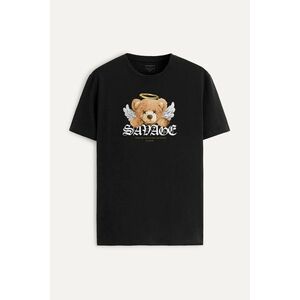 Tričko, Barva Černá, s Potiskem Savage Teddy obraz