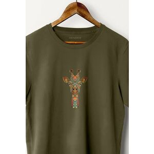 Tričko, Barva Khaki, s Potiskem Tribal Giraffe obraz