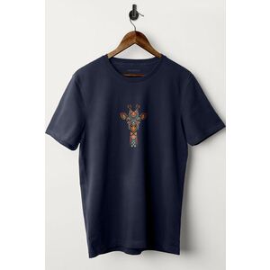 Tričko, Barva Modrá, s Potiskem Tribal Giraffe obraz