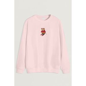 Mikina, Barva Růžová, s Potiskem Skiing Teddy obraz