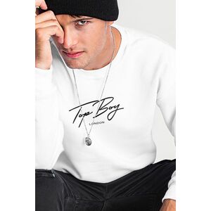 Mikina, Barva Bílá, s Potiskem Top Boy London obraz