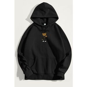 Mikina s Kapucí, Barva Černá, s Potiskem Compton Teddy obraz