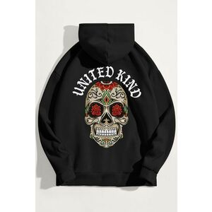 Mikina s Kapucí, Barva Černá, s Potiskem Hustle Skull obraz