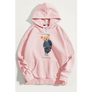 Mikina s Kapucí, Barva Růžová, s Potiskem Mr Nice Guy Teddy obraz