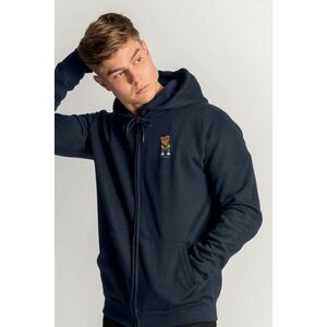 Mikina s Kapucí na Zip, Barva Modrá, s Potiskem Street Credit Teddy obraz