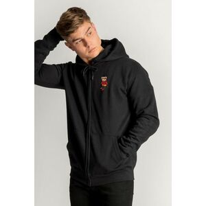 Mikina s Kapucí na Zip, Barva Černá, s Potiskem Skiing Teddy obraz