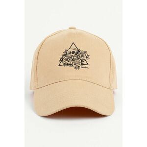 Kšiltovka Jockey, Barva Béžová, s Potiskem Flower Skull obraz