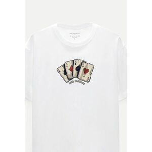 Oversized Tričko, Barva Bílá, s Potiskem Wild Cards obraz